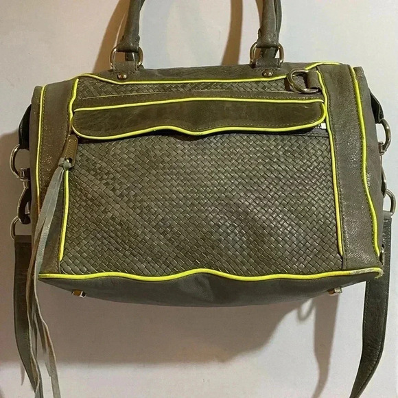 Rebecca Minkoff grey green leather satchel handbag - Picture 11 of 14